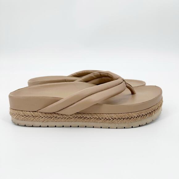 Vince Tan Leather Thong Espadrille Sandals Padded Casual Resort Womens Size 8 - Picture 7 of 11